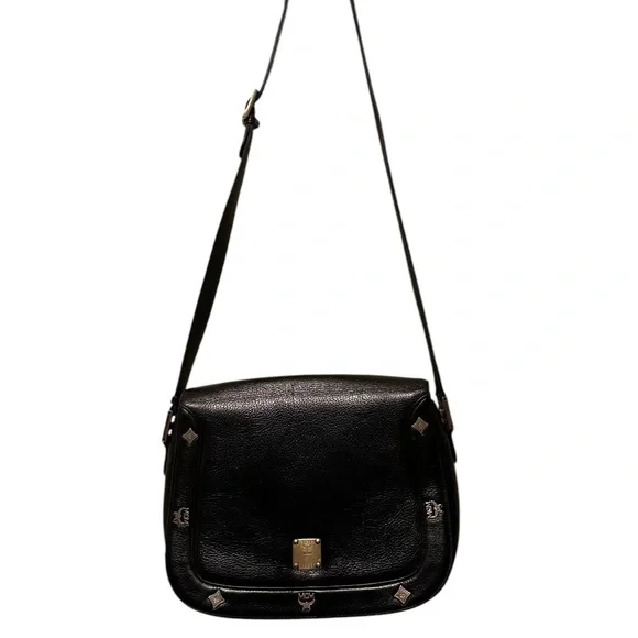 Preloved MCM Vintage Black Crossbody Bag w/ Adjustable Strap - Picture 2 of 15